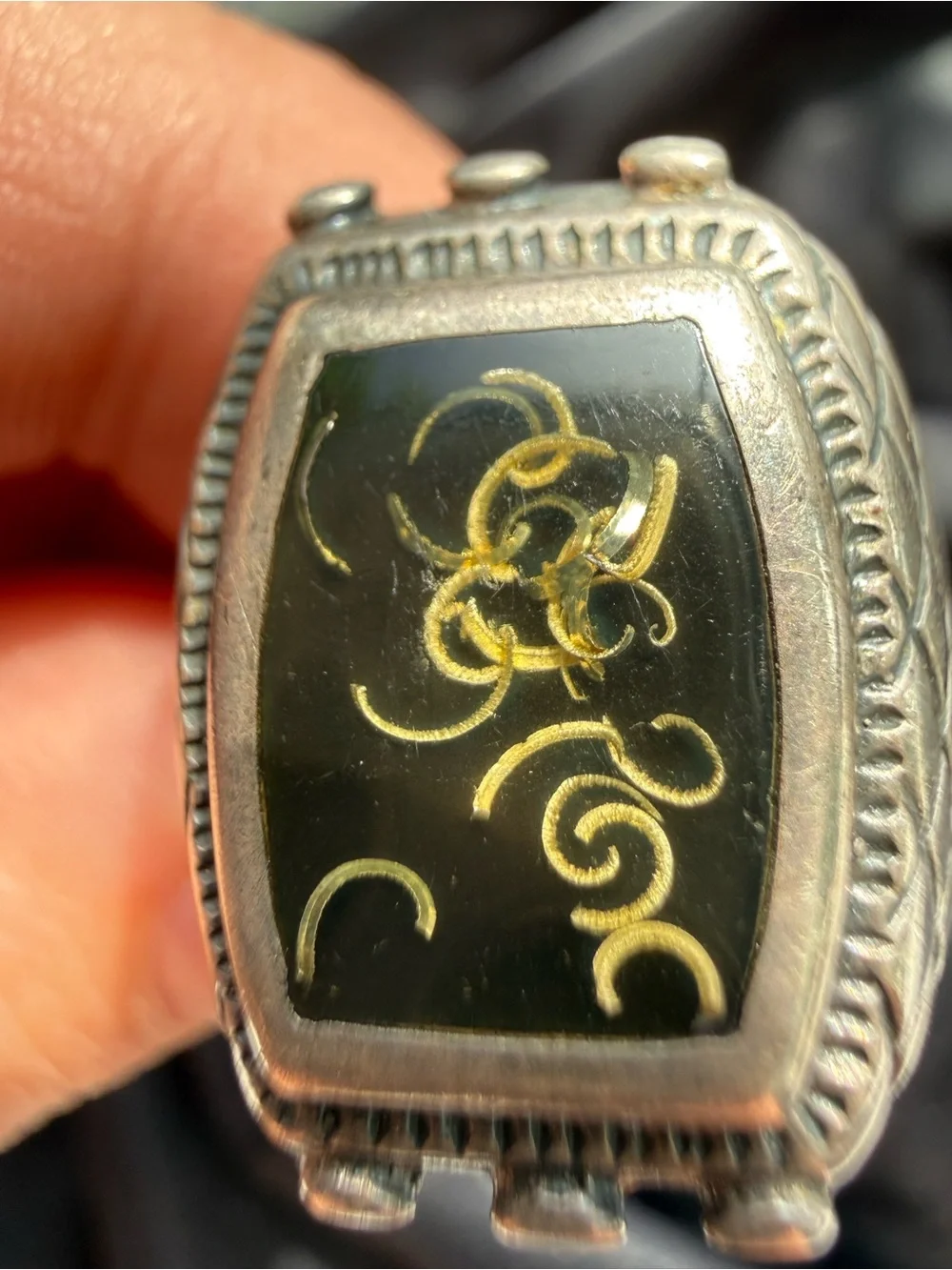 Vintage 925 Sterling Silver Tribal Statement Ring Size 11.5